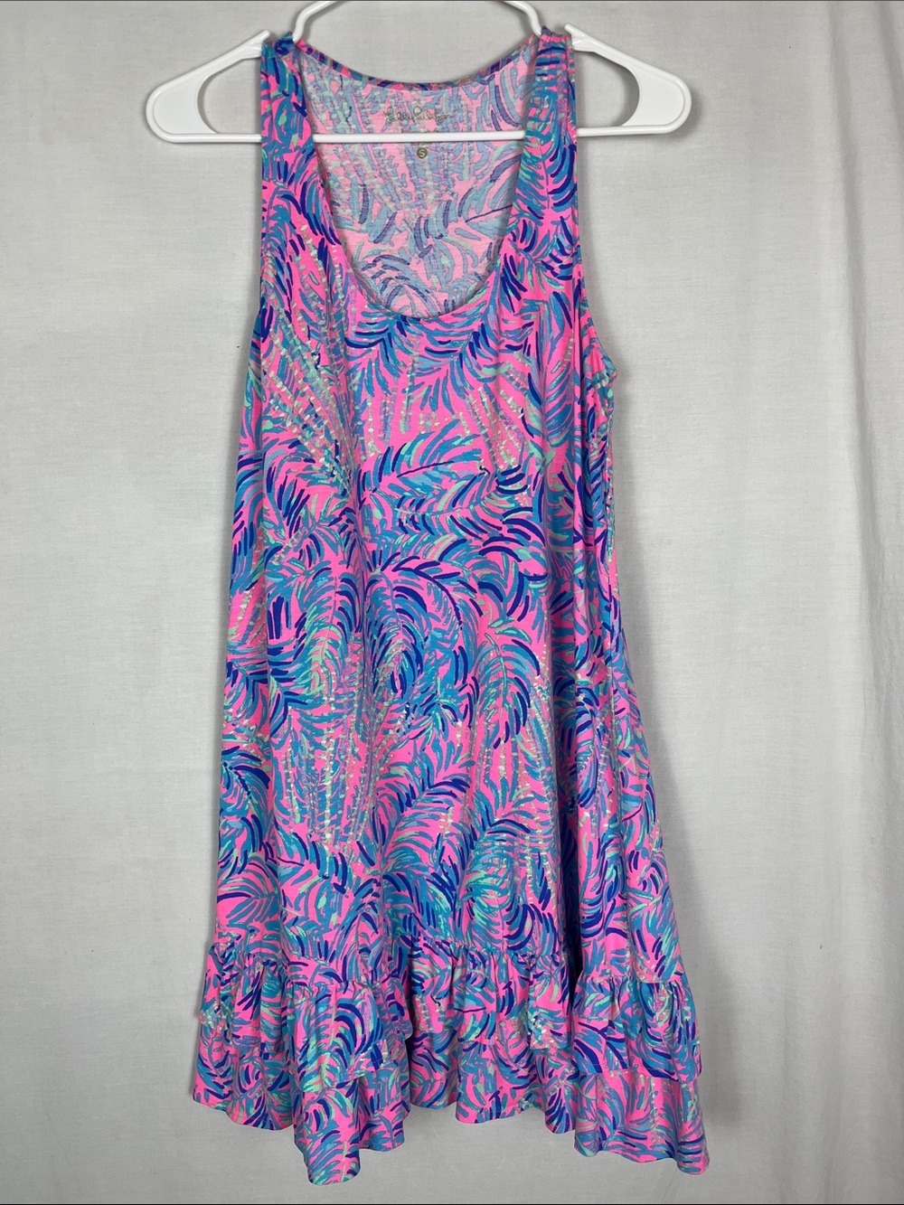 Lilly Pulitzer Pink and Blue Pink Sunset Coco Breeze Vibrant Ruffle Dress